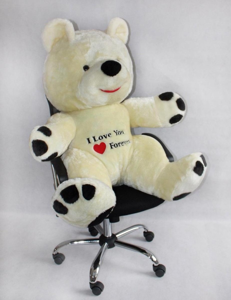 Grote knuffelbeer wit rood I love you 120 cm I Love You