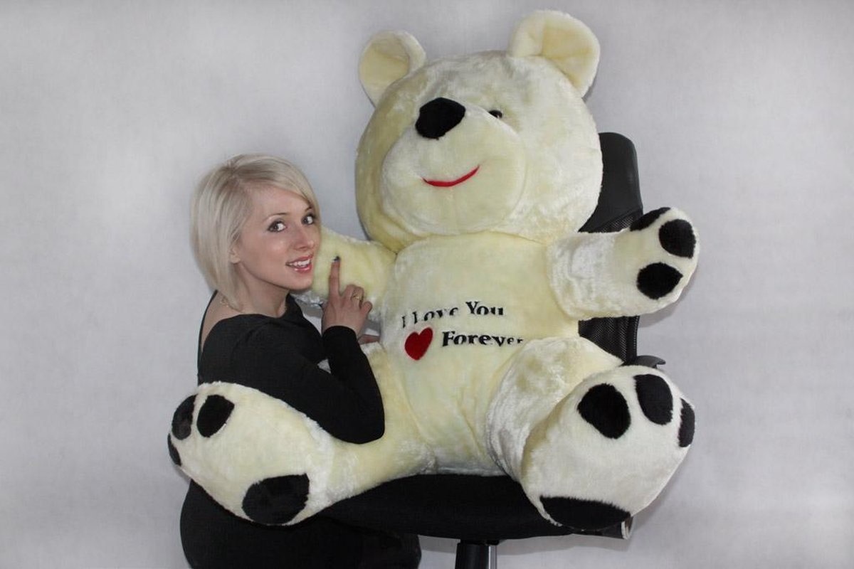 Grote knuffelbeer wit rood I love you 120 cm I Love You