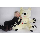 Grote knuffelbeer wit rood I love you 120 cm I Love You