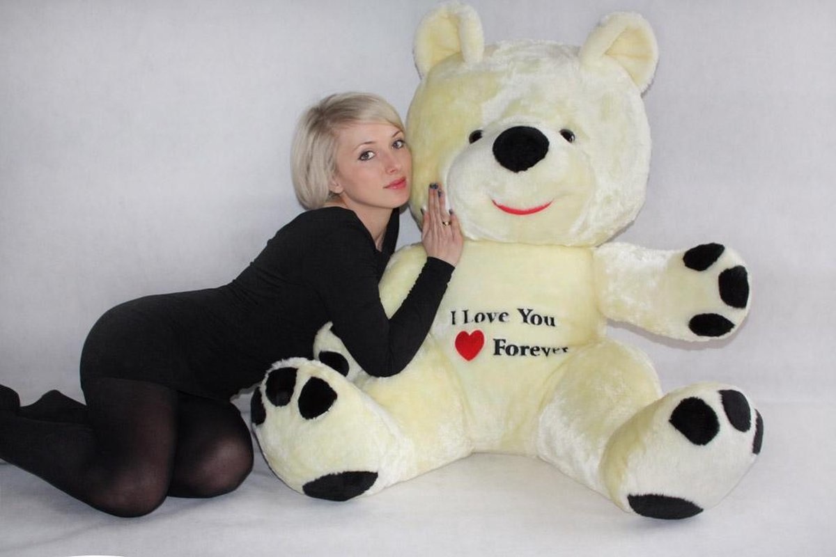 Grote knuffelbeer wit rood I love you 120 cm I Love You