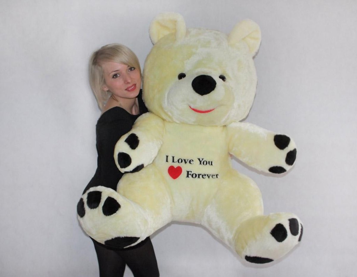 Grote knuffelbeer wit rood I love you 120 cm I Love You
