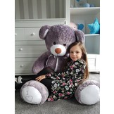 Grote violet knuffelbeer teddybeer met I Love You tekst geborduurd 160cm