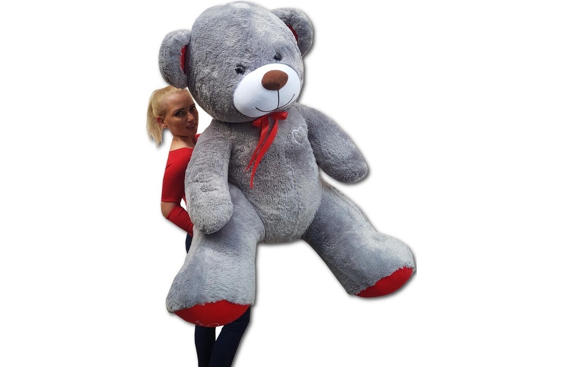 Grote knuffelbeer - I love you - Zacht - Grijs