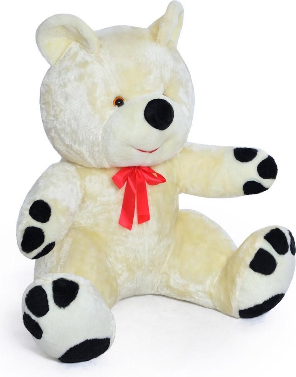 Grote knuffelbeer wit zwart 120 cm XL