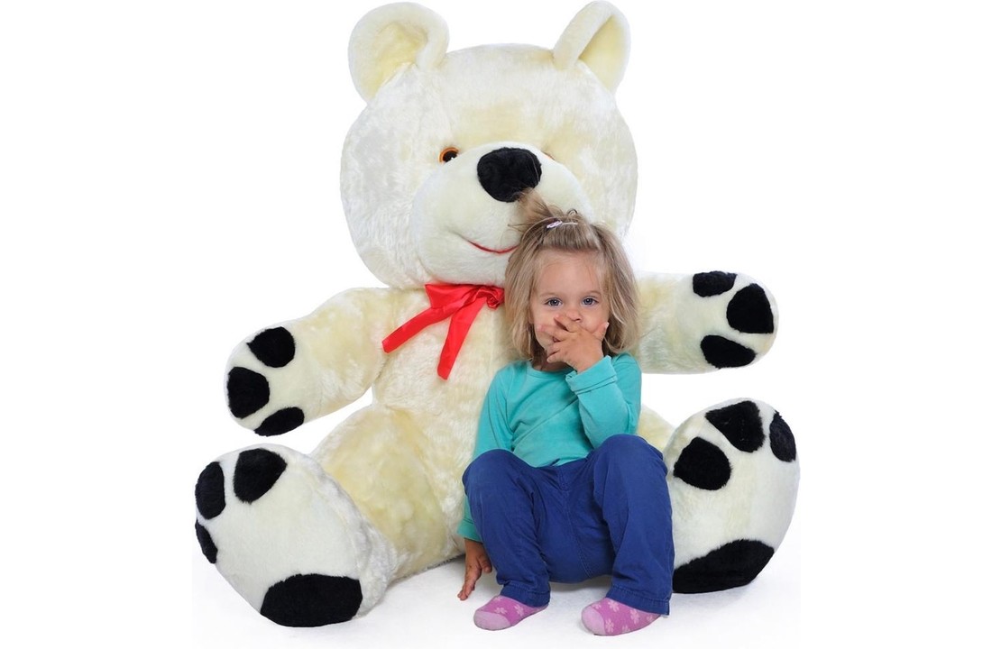 Grote knuffelbeer wit zwart 120 cm XL