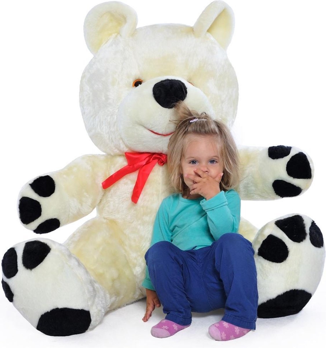 Grote knuffelbeer wit zwart 120 cm XL