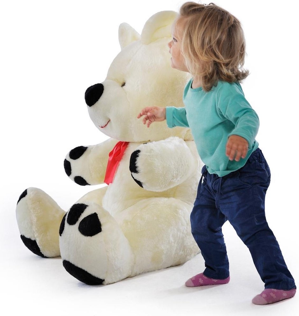 Grote knuffelbeer wit zwart 120 cm XL