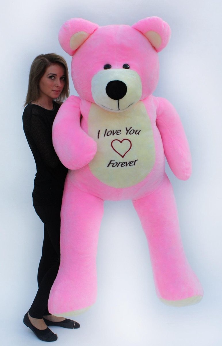 Teddybeer XXL - 180 cm - Love you forever roze