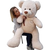 Grote knuffelbeer - I love you - Zacht - Crème