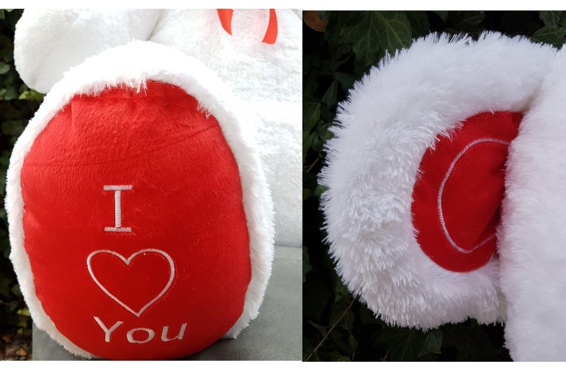 Grote witte knuffelbeer teddybeer met I Love You tekst geborduurd 160cm