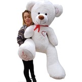 Grote witte knuffelbeer teddybeer met i love you tekst 190cm!