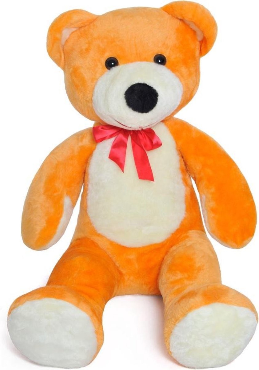 Grote knuffelbeer oranje 105 cm XL