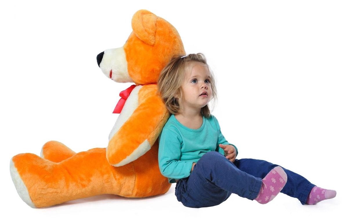 Grote knuffelbeer oranje 105 cm XL