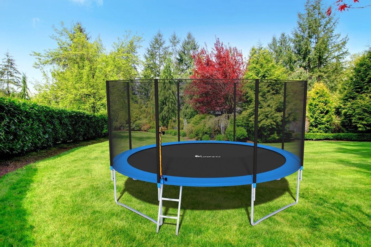 Trampoline - blauw - 435 cm - met net en ladder - tot 150 KG