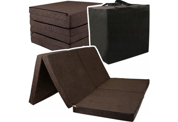 Opvouwbaar 2 persoons matras - Wasbare hoes - 195cm x 120cm x 7cm - Bruin