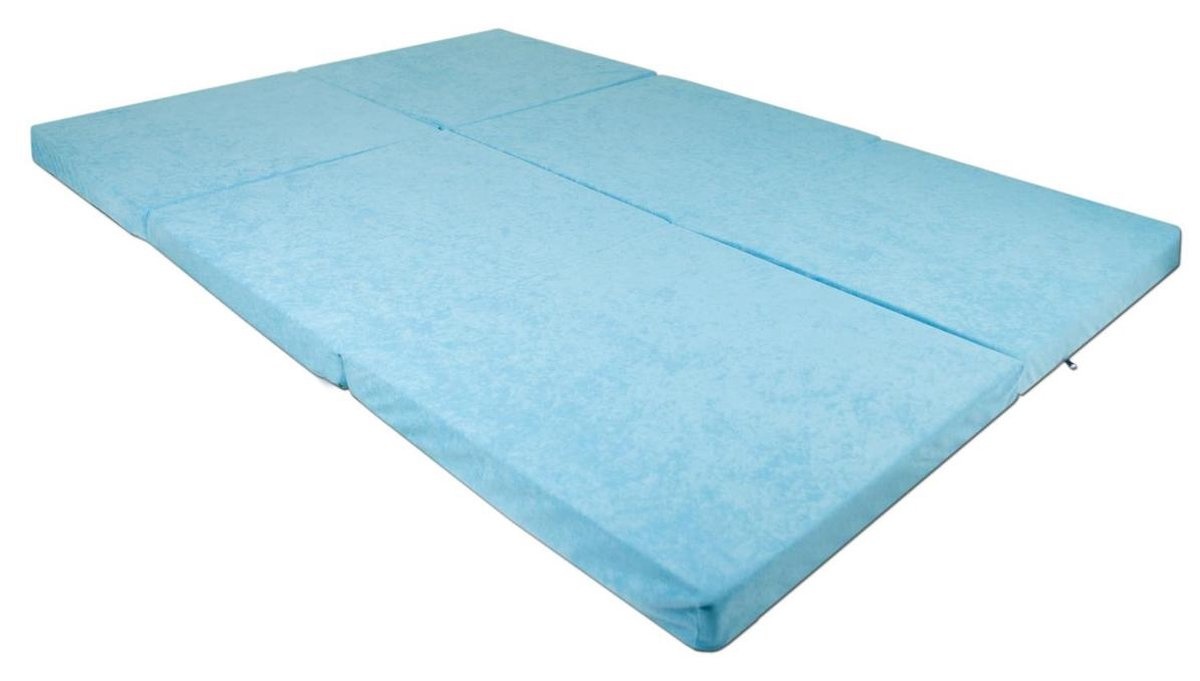 Opvouwbaar 2 persoons matras - Wasbare hoes - 195cm x 120cm x 7cm - Blauw