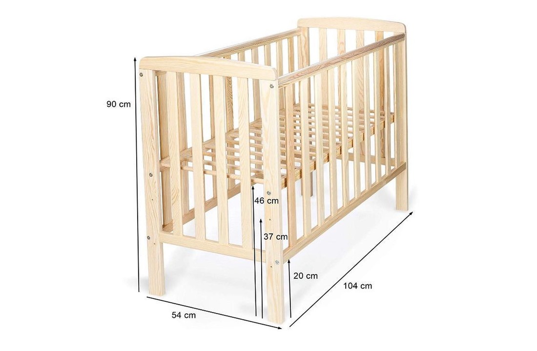 Babybed 100x50 cm - ledikant - hoogte verstelbaar - lattenbodem