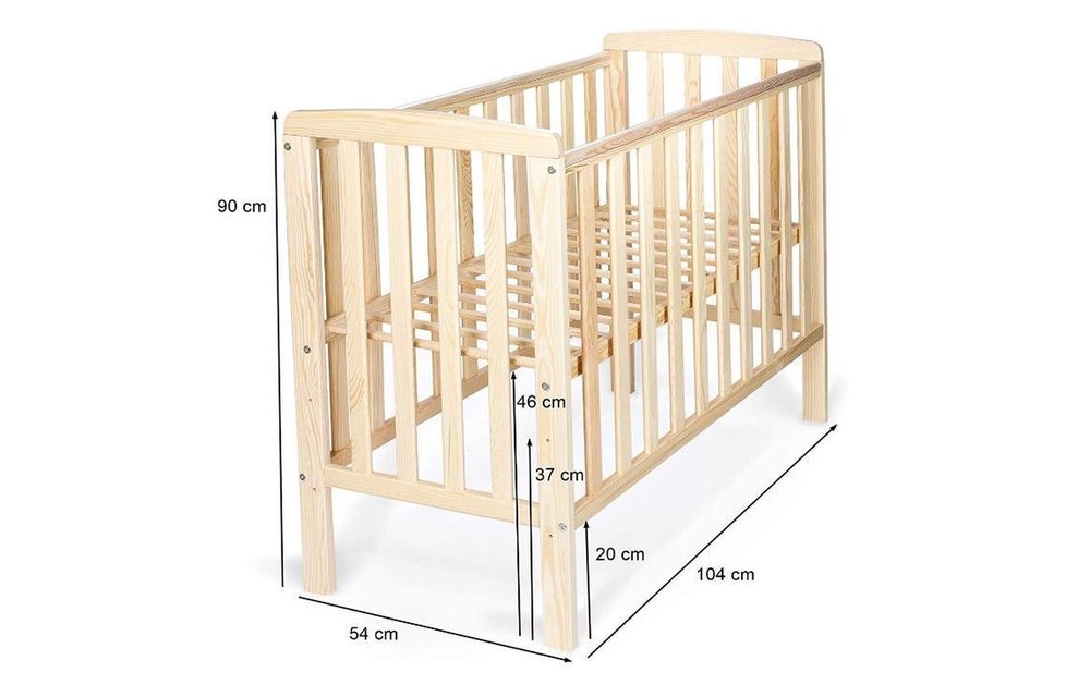 Babybed 100x50 cm - ledikant - wit - hoogte verstelbaar - lattenbodem