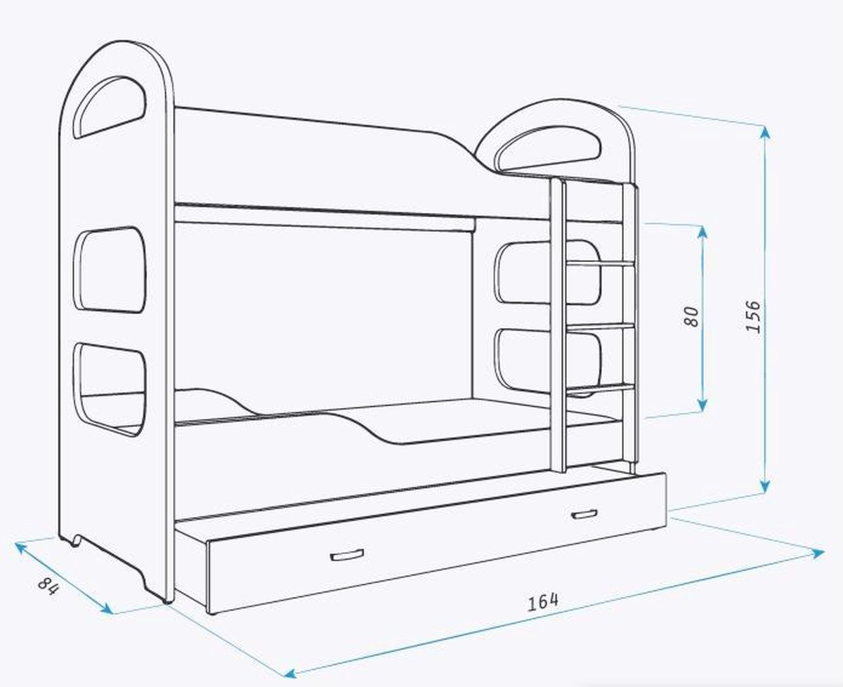 Kinder stapelbed wit - 160 x 80 cm
