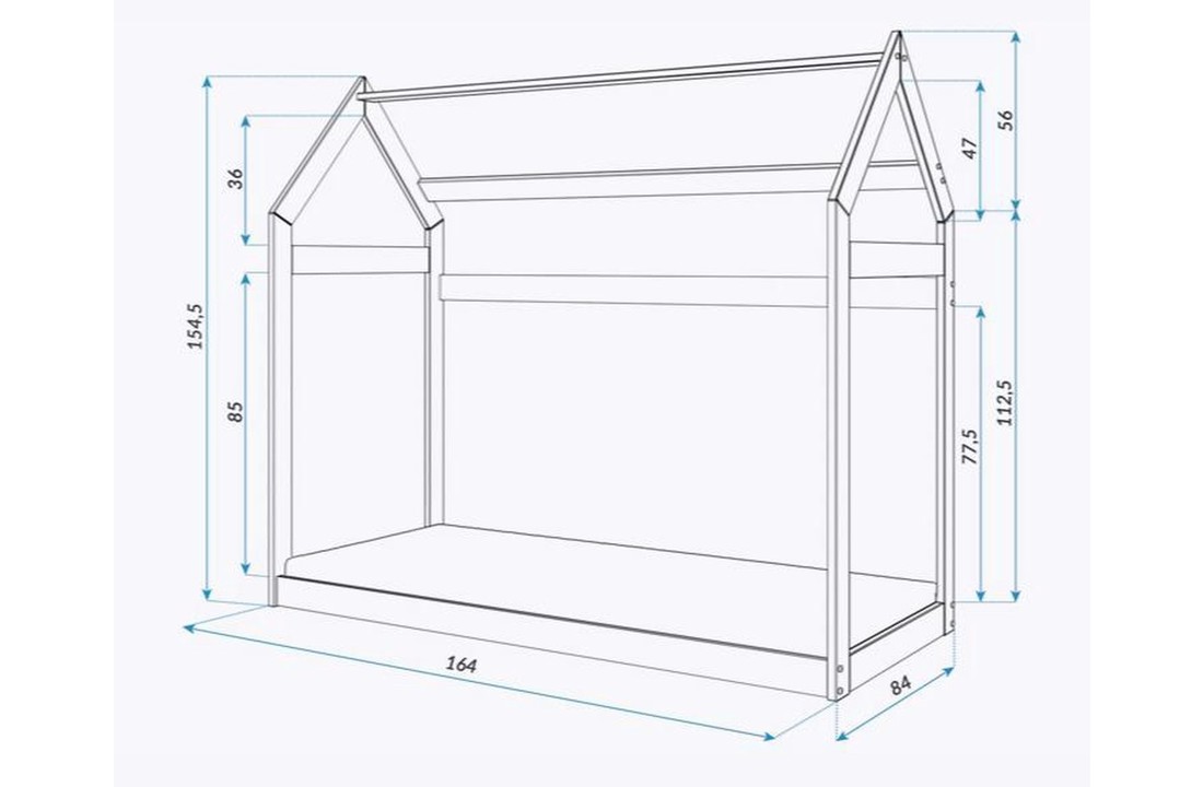 Houten bed - Huisbed - Huis bed - kinderbed - 160x80 - Grijs