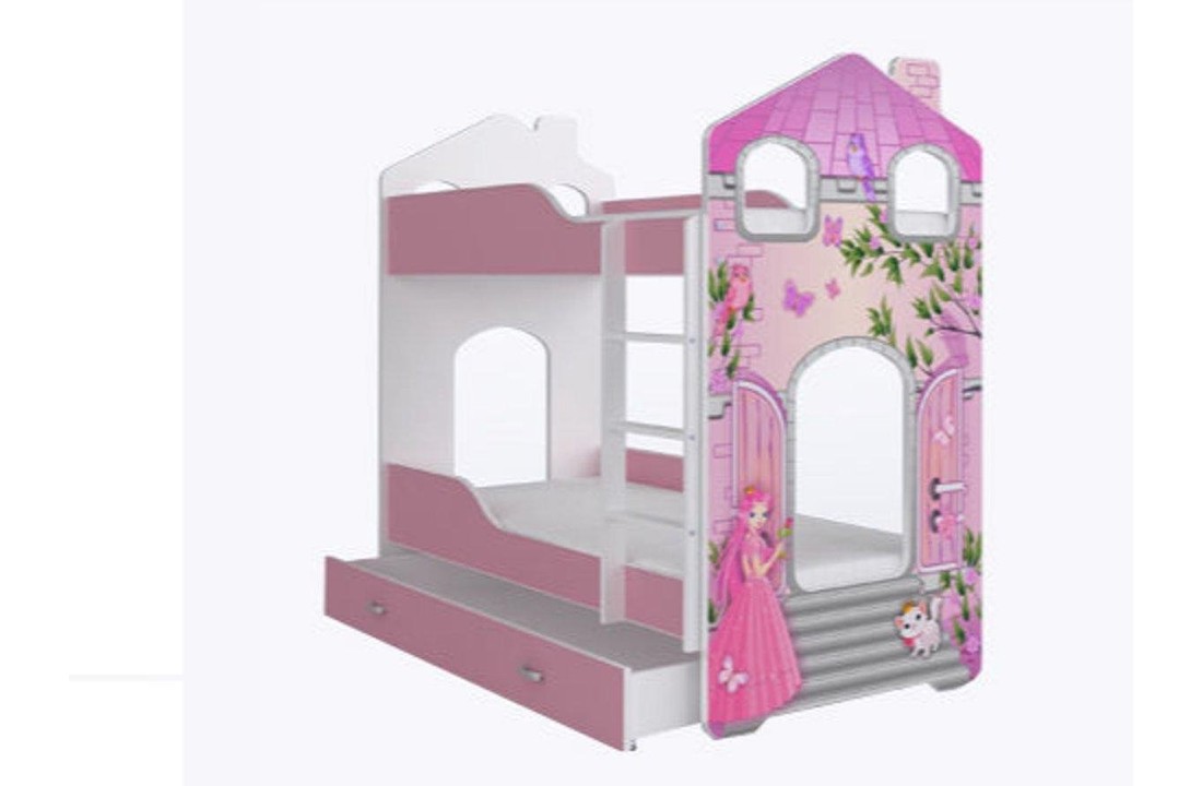 Kinder stapelbed princes - 180 x 80 cm - huisbed inclusief matrassen