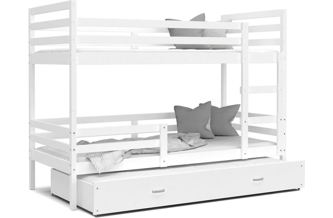 3 persoons stapelbed 200x90cm met matrassen wit
