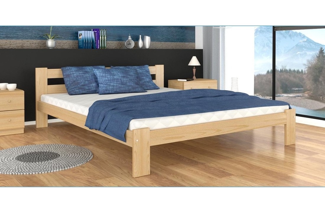 Houten bed 2 persoons 140x200cm inclusief dubbelzijdig matras