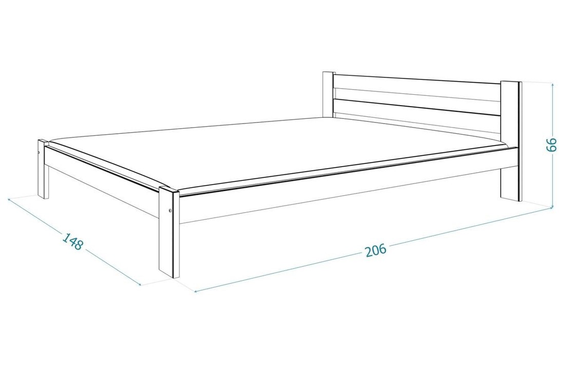 Houten bed 2 persoons 140x200cm inclusief dubbelzijdig matras