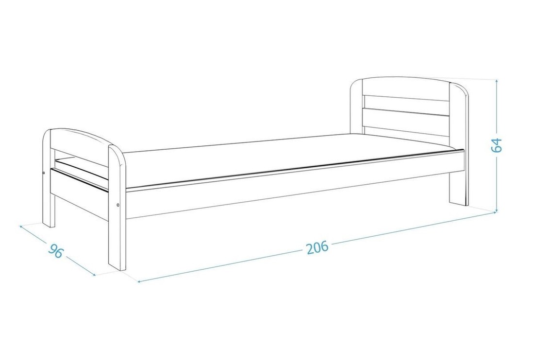 Houten bed 90x200cm inclusief dubbelzijdig matras
