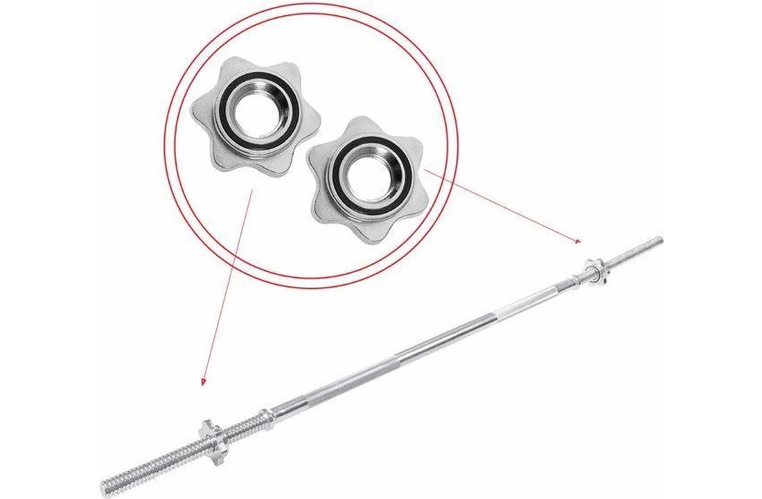 Halterstang voor gewichten - recht - 180 cm breed - met schroefklemmen - 25 mm diameter