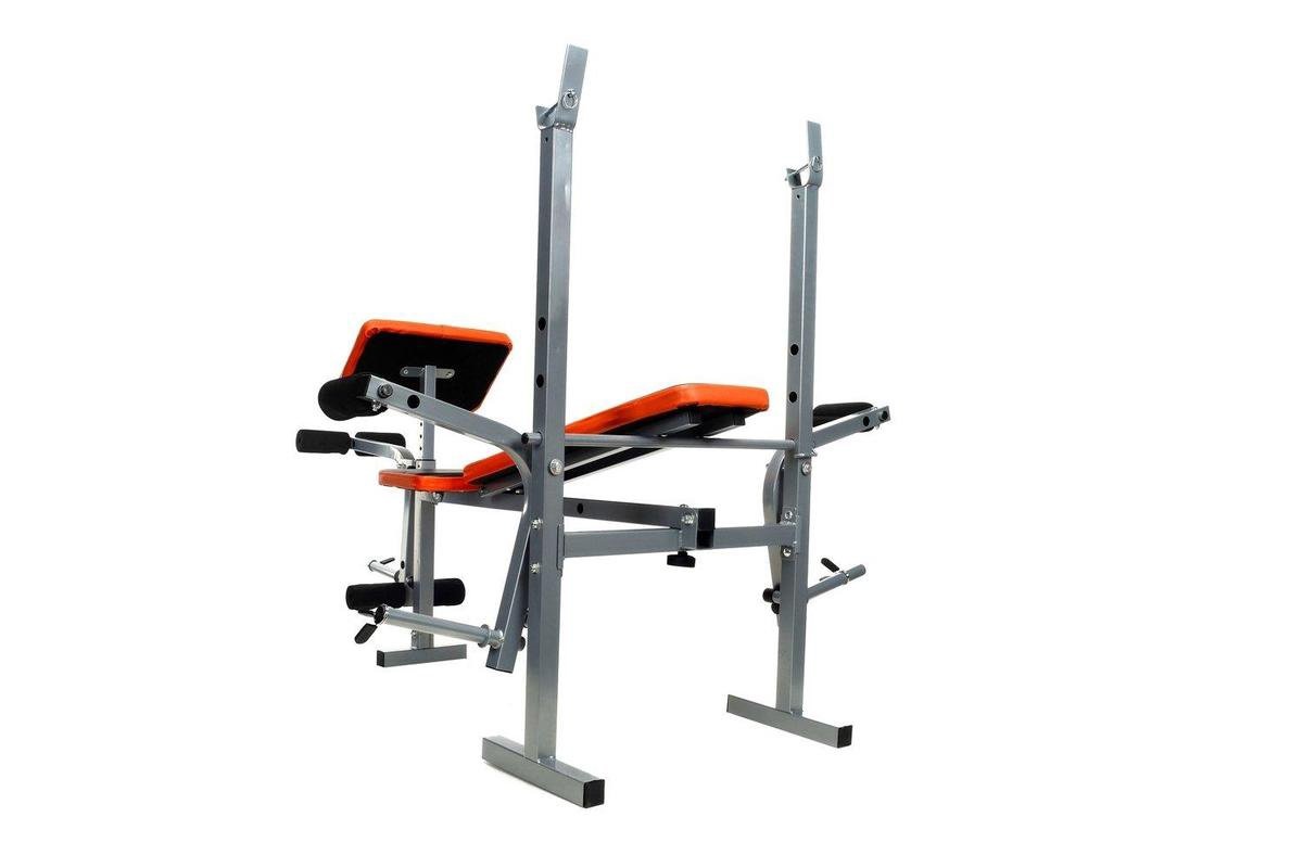 Sportbank - multifunctionele halterbank - verstelbaar - voor gewichten - zwart & oranje