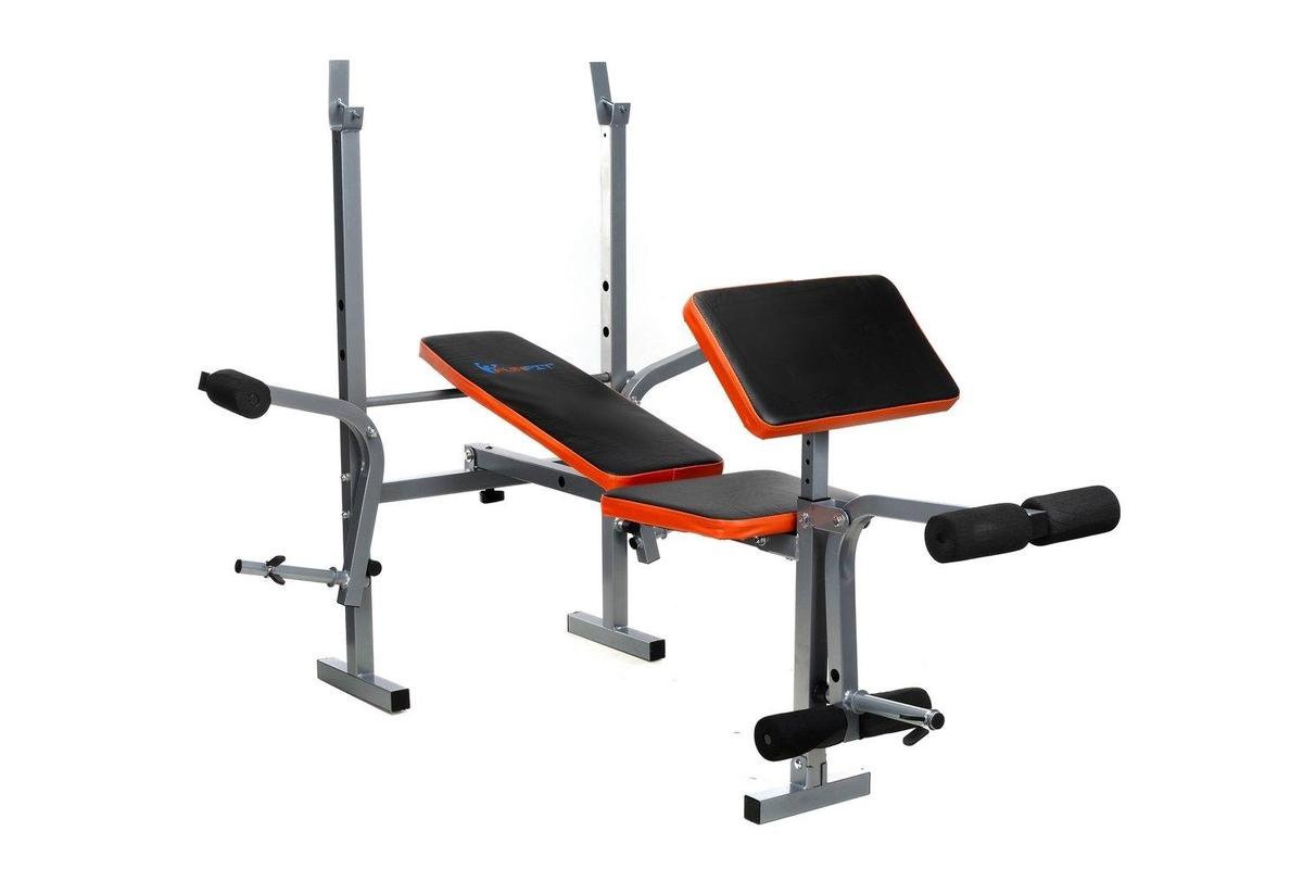Sportbank - multifunctionele halterbank - verstelbaar - voor gewichten - zwart & oranje