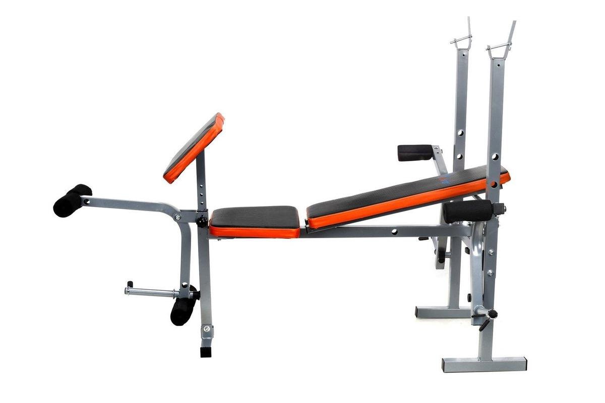 Sportbank - multifunctionele halterbank - verstelbaar - voor gewichten - zwart & oranje