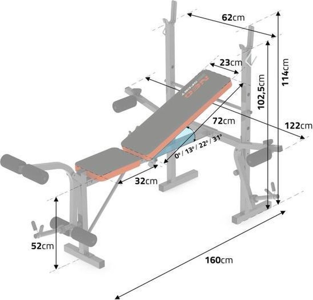 Sportbank - multifunctionele halterbank - volledig instelbaar