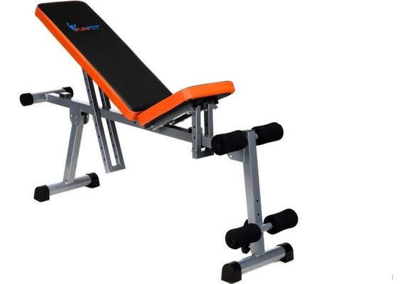 Sportbank - multifunctionele halterbank - instelbare rugleuning - zwart & oranje