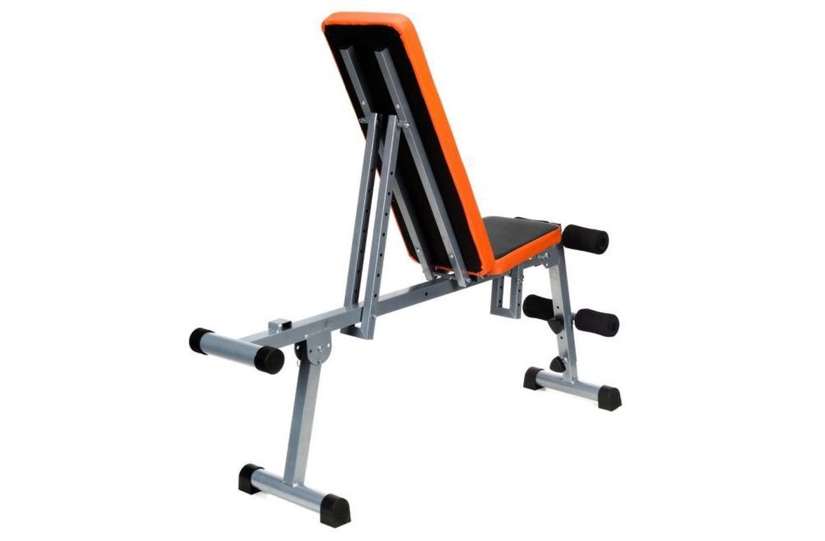 Sportbank - multifunctionele halterbank - instelbare rugleuning - zwart & oranje