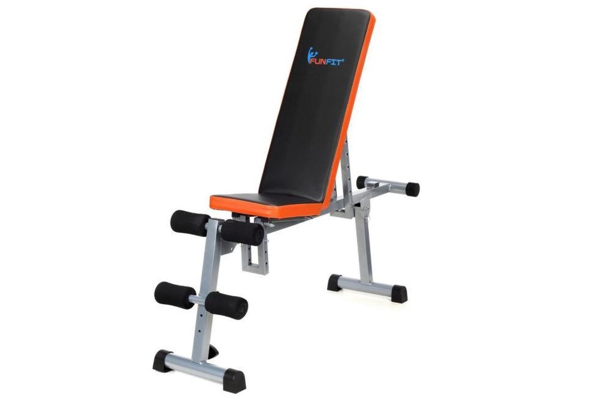 Sportbank - multifunctionele halterbank - instelbare rugleuning - zwart & oranje