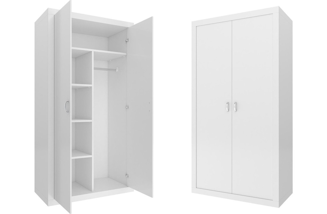 Kinder kledingkast - 90x190x50 cm - wit - 2 deuren