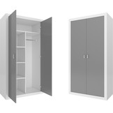Kinder kledingkast - 90x190x50 cm - wit/grijs - 2 deuren
