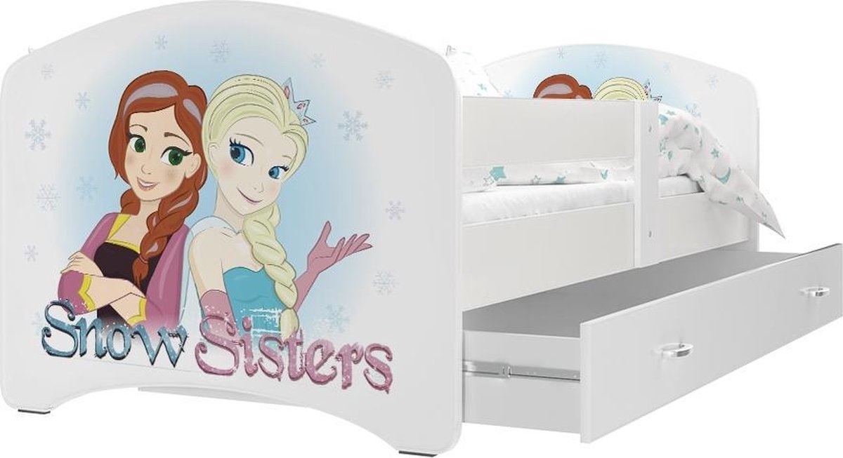 Kinderbed Frozen prinsessen 90x200cm - wit -met lade - zonder matras