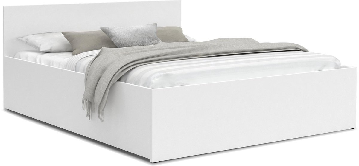 2 persoons bed 140x200 cm wit zonder matras opklapbare bodem Vikingchoice.nl