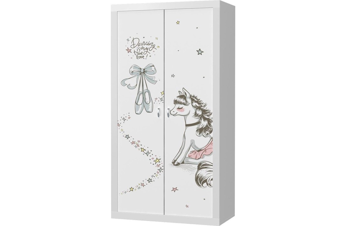 Kinder kledingkast ballet 90x190x40 cm - wit - 2 deuren
