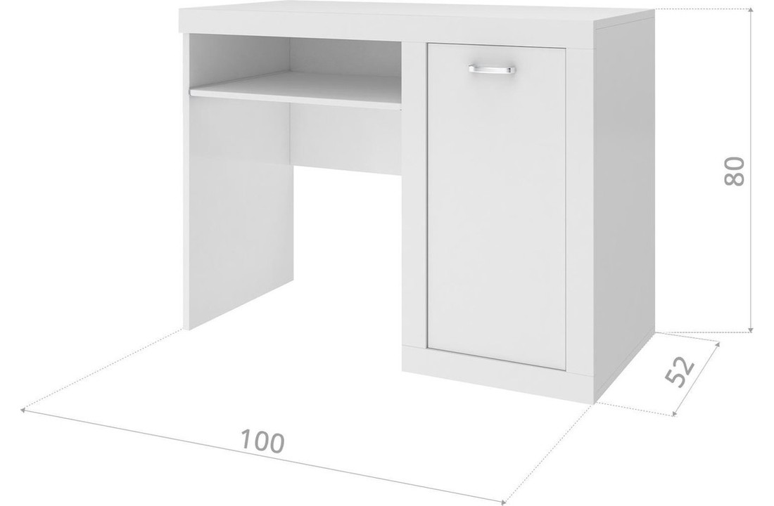 Kinder bureau - 100x80x52 cm - wit/roze - met opbergschap