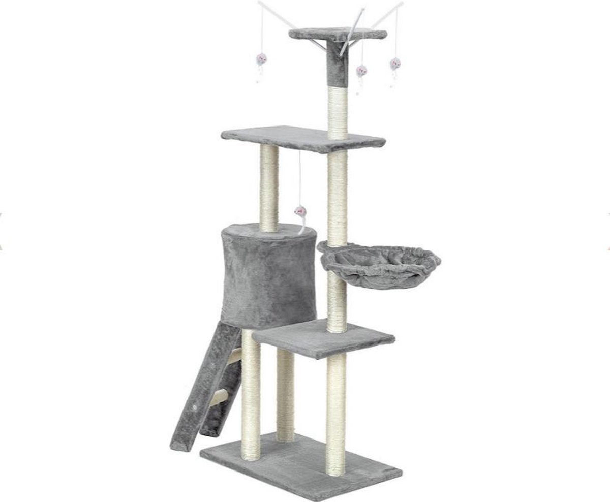 Krabpaal kattenboom XXL 135 x 97 x 55 cm grijs