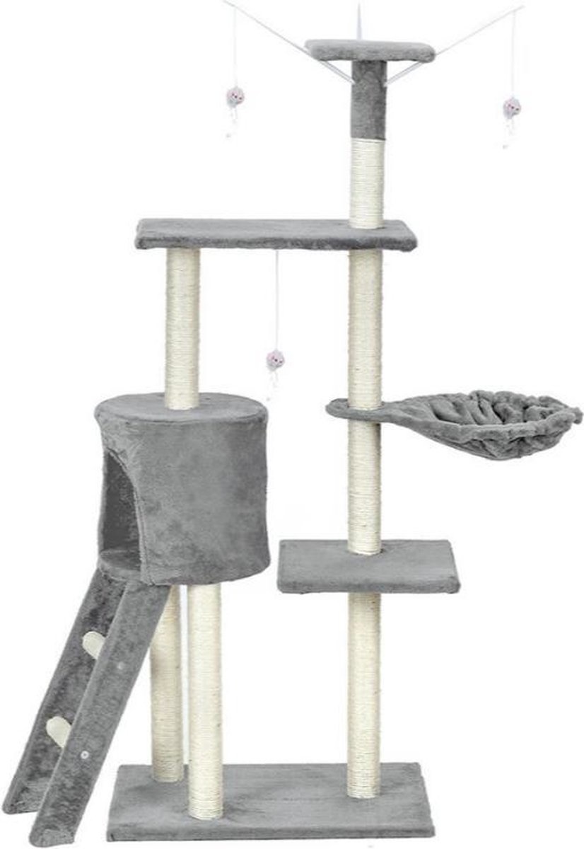 Krabpaal kattenboom XXL 135 x 97 x 55 cm grijs