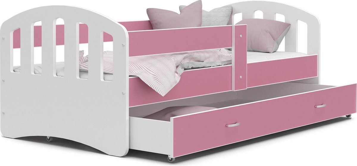 Kinderbed Houten bed 200x80cm met lattenbodem met uitschuiflade