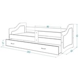 Kinderbed luxe uitvoering 200x80 cm - wit - met lade - met matras