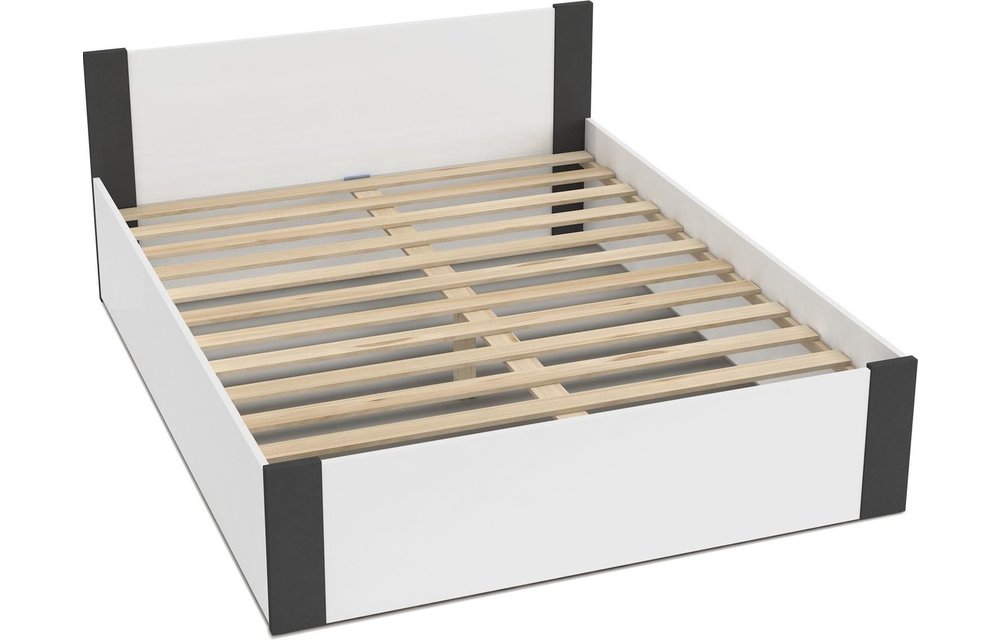 2 persoons bed 140x200 cm - grijs/wit - zonder matras