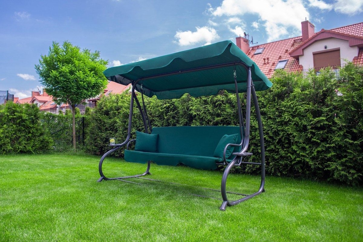 Tuinschommel de luxe - 3 personen - groen - 202 cm breed
