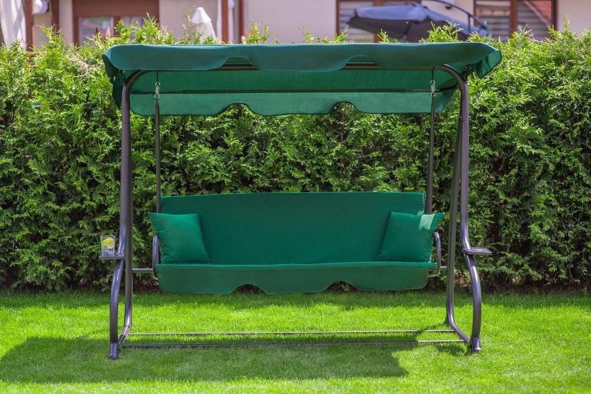 Tuinschommel de luxe - 3 personen - groen - 202 cm breed